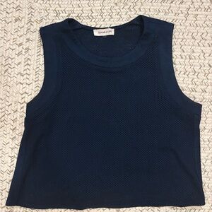 Sugarlips Blue Mesh Velvet Sleeveless Crop Tee